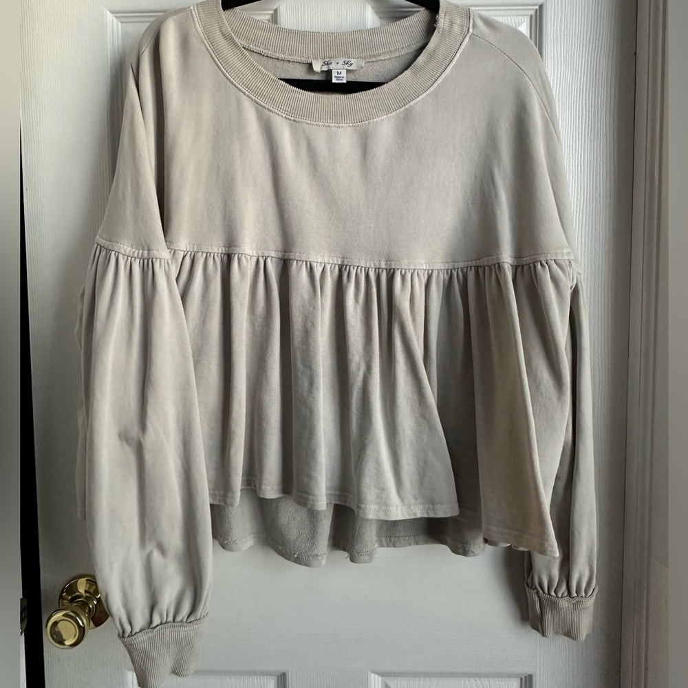 Khaki babydoll pullover sweater in Medium